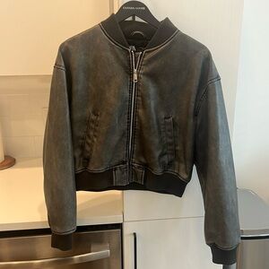Zara leather bomber jacket size large worn once